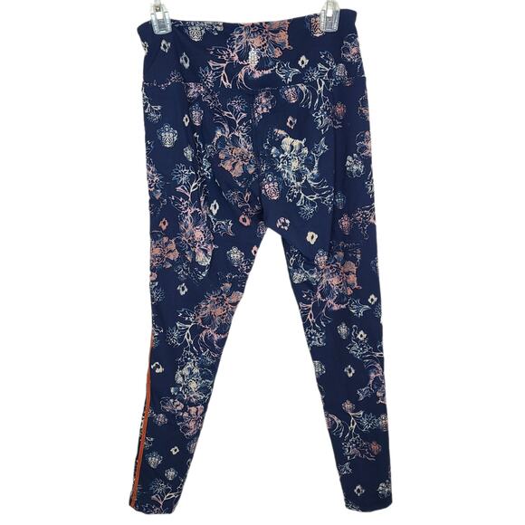 Free People Movement Womens M Navy Floral High Rise Pull On Athletic Leggings - Picture 8 of 9